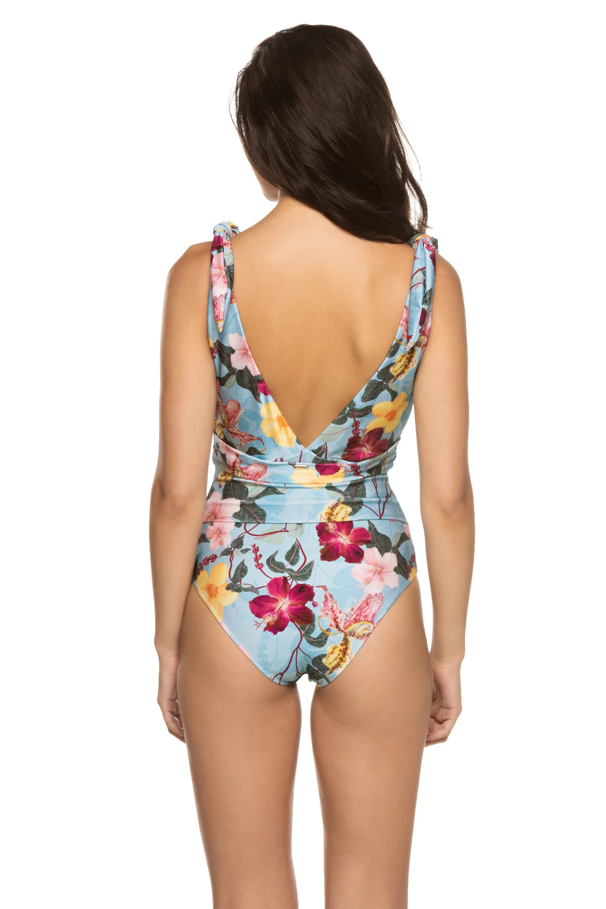 CELESTE Hibiscus Plunge One Piece Swimsuit image number 2
