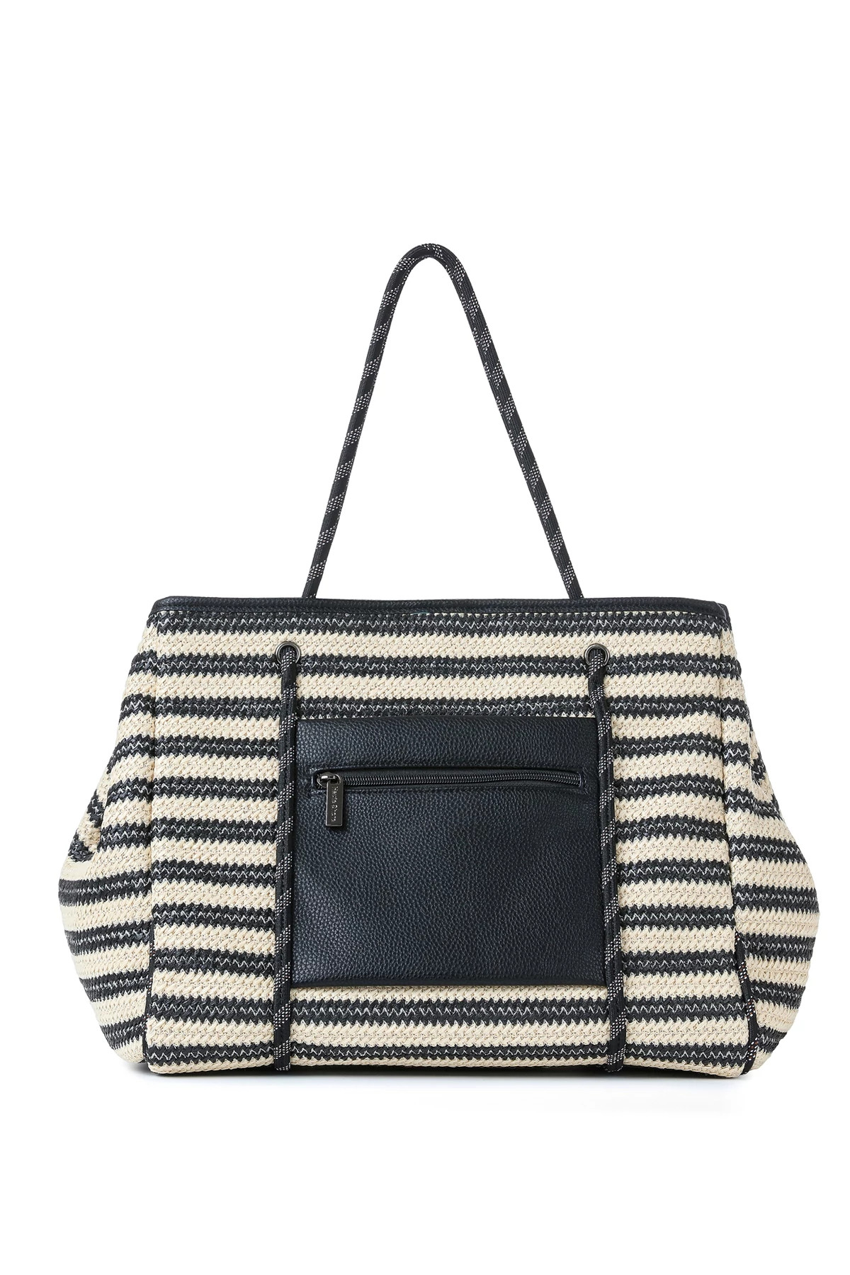 BLACK/NATURAL RAFFIA Greyson Tropez Striped Raffia Tote image number 4