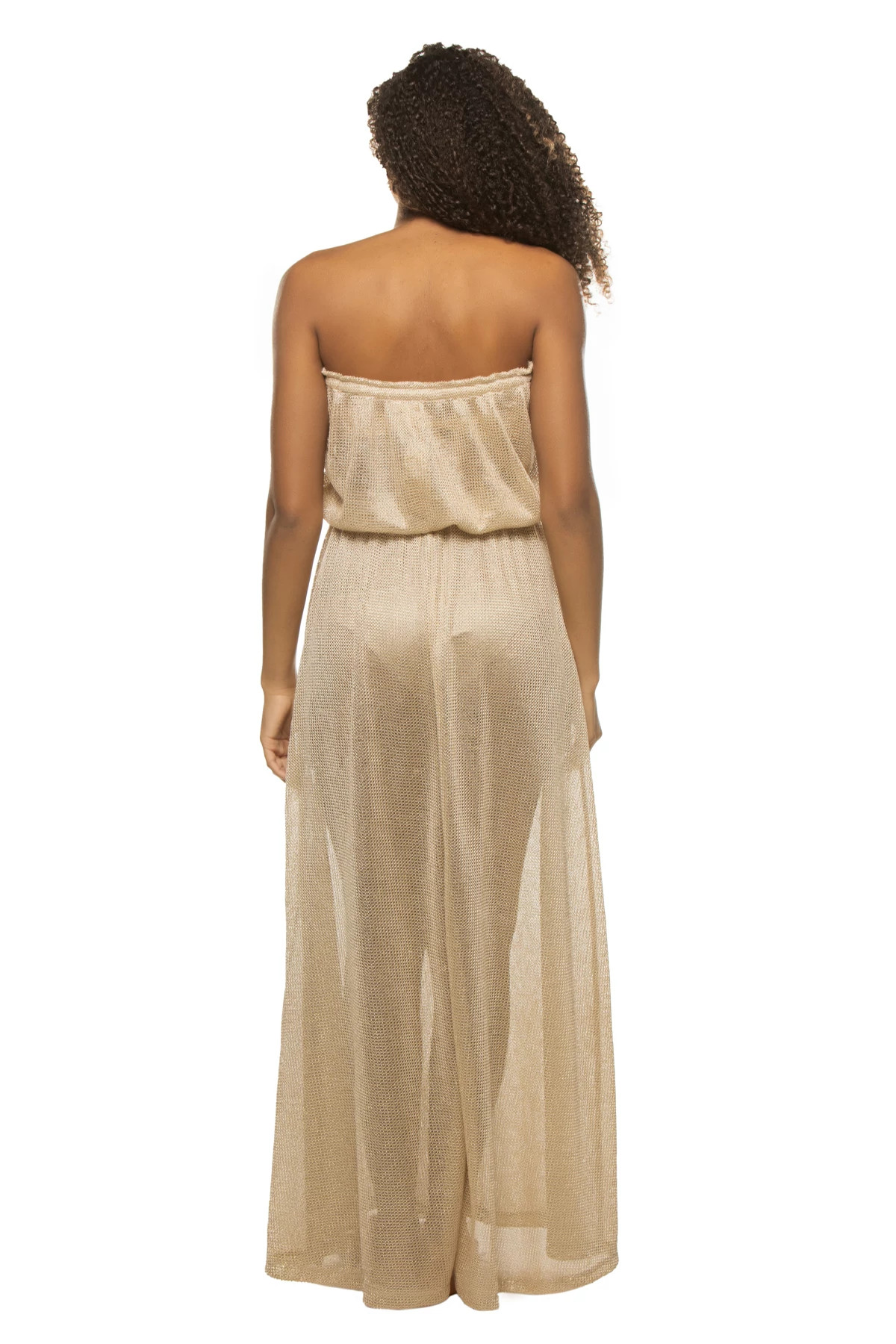 GOLD LUXE KNIT Maya Strapless Maxi Dress image number 2
