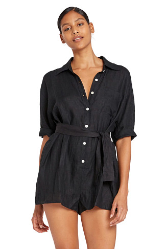 BLACK Playa Belted Waist Romper