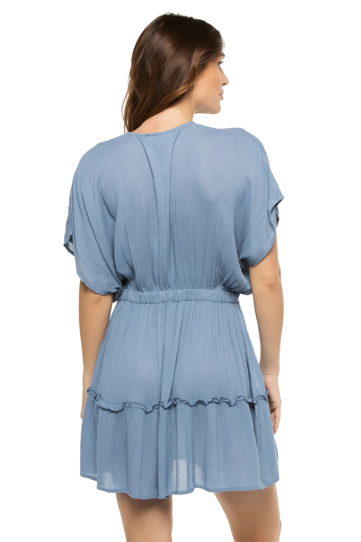 DEEP BLUE Flutter Sleeve Mini Dress  image number 2