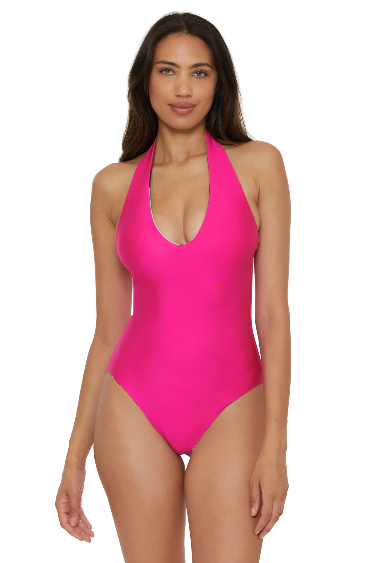 MULTI Swoop Reversible Halter One Piece Swimsuit image number 2