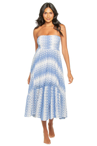 LAVANDER Zelda Shimmer Strapless Maxi Dress