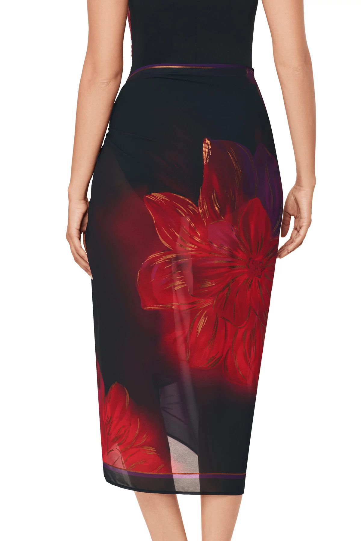 BLACK/MULTI Petali Rose Pareo Cover Skirt image number 3