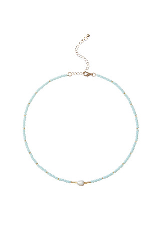 TURQUOISE Beaded Pearl Necklace