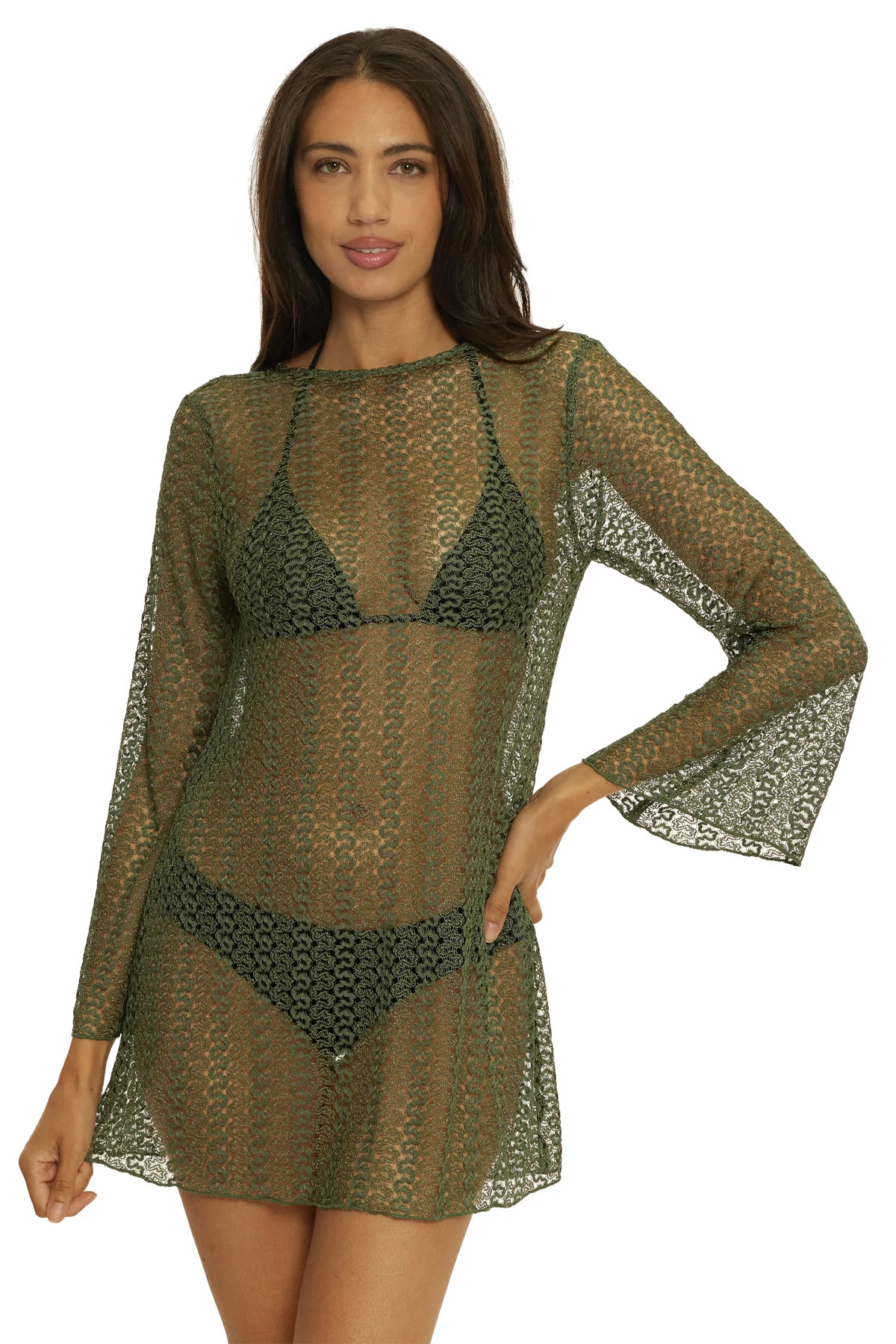 KELP Golden Crochet Long Sleeve Tunic image number 3