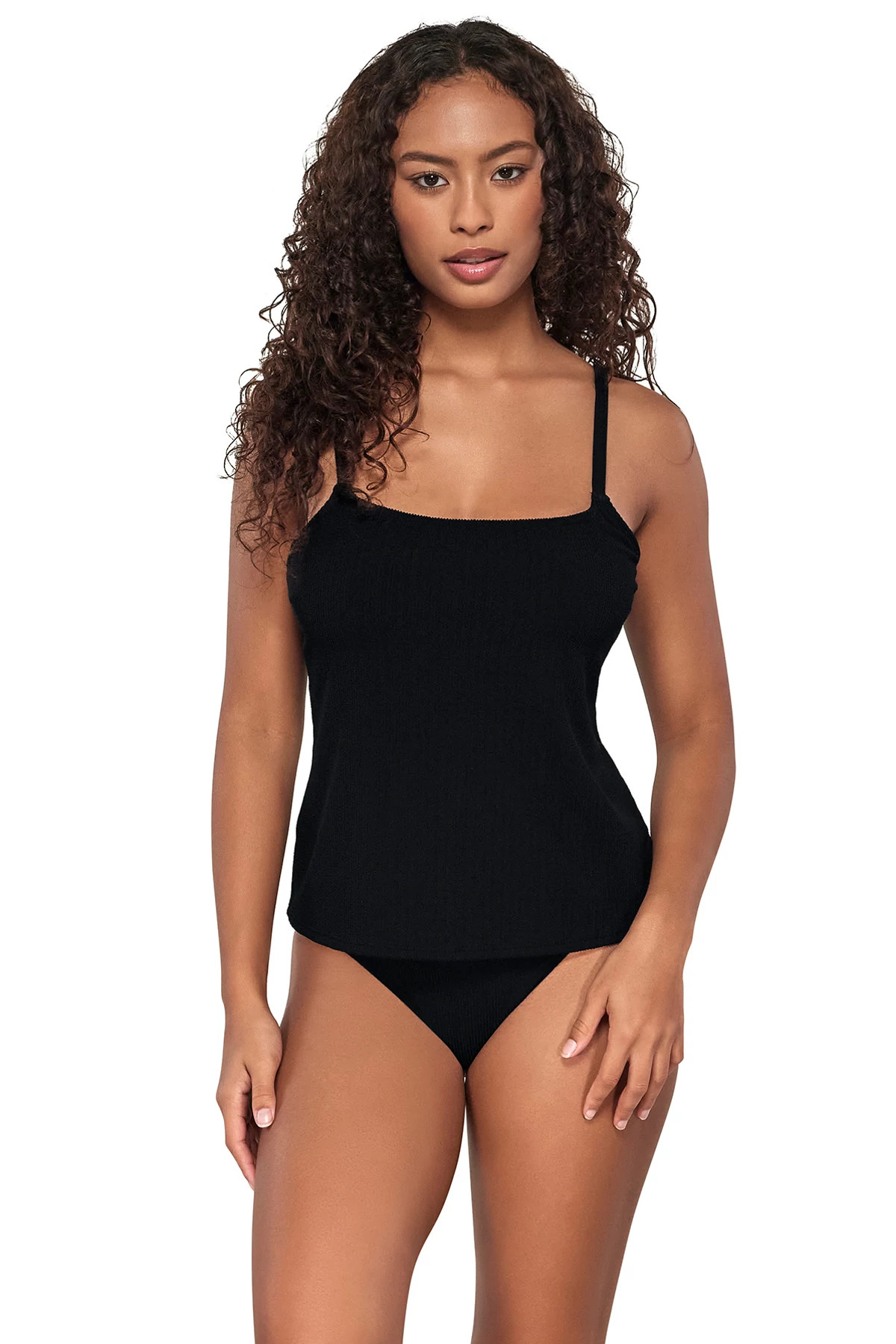 BLACK PACIFICA Coralie Convertible Strap Tankini Top (D+ Cup) image number 1