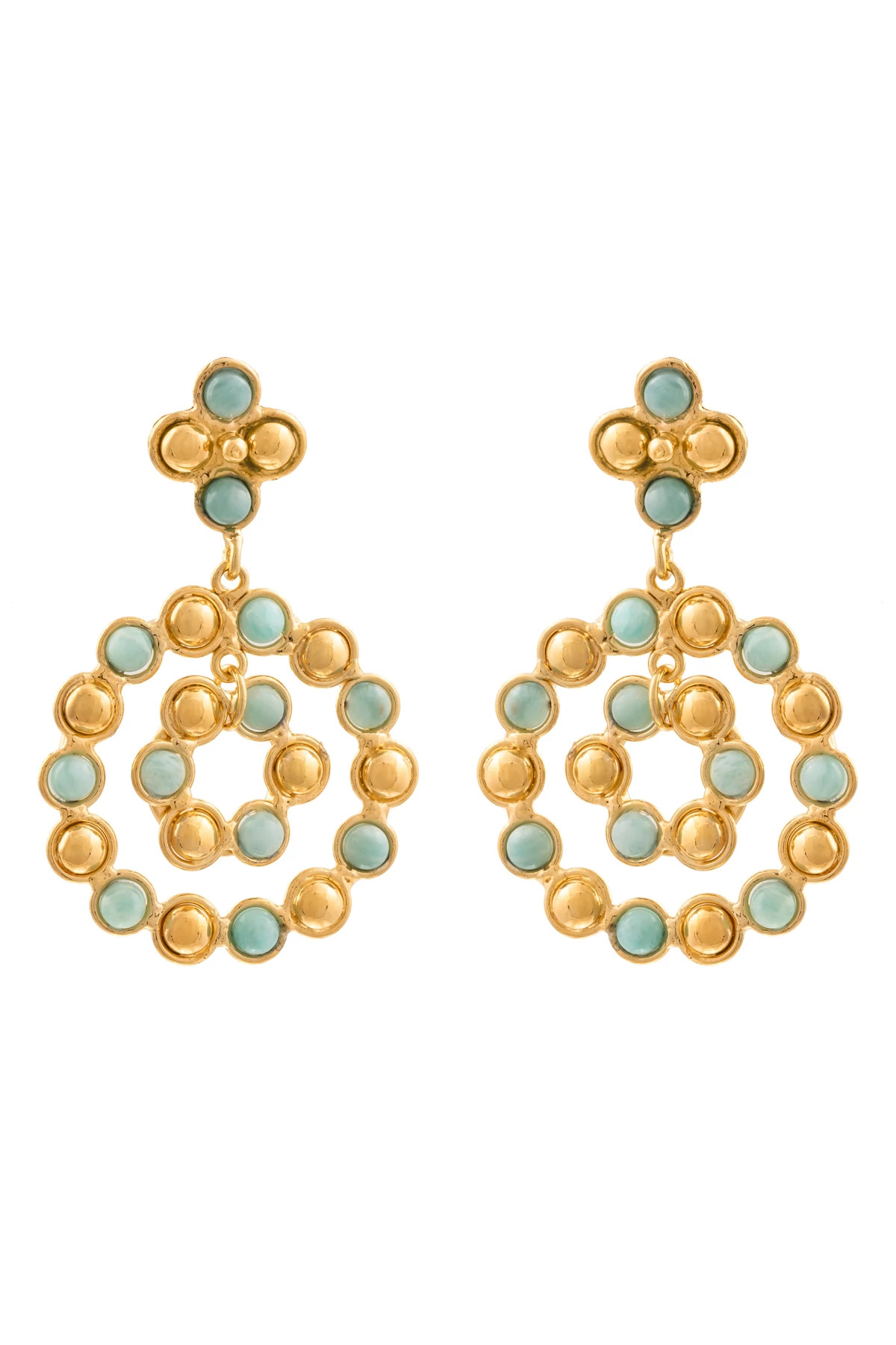 AMAZONITE/GOLD Boucles D'Oreilles Flower Candies Earrings image number 1