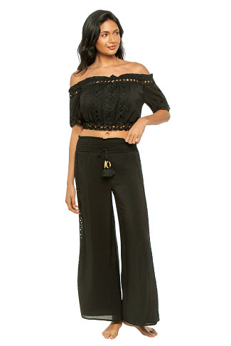 BLACK Crochet Off The Shoulder Crop Top