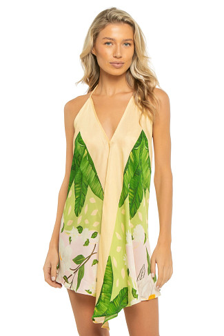 BLUSH/SAGE GREEN MAGNOLIA Handkerchief Mini Dress