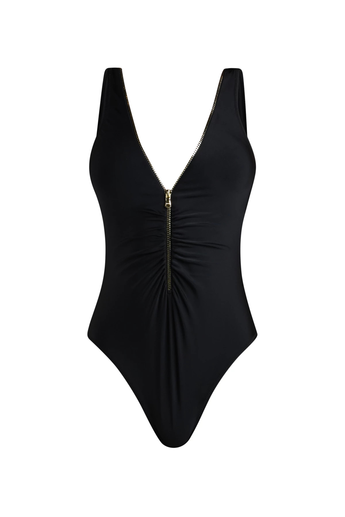 BLACK Dorrie Zip Front One Piece Swimsuit image number 5