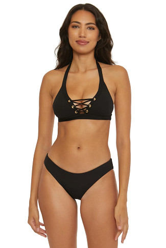 BLACK Keira Halter Banded Bikini Top