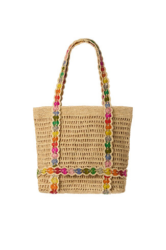 RAINBOW Indie Raffia Hat Carrier Tote Bag