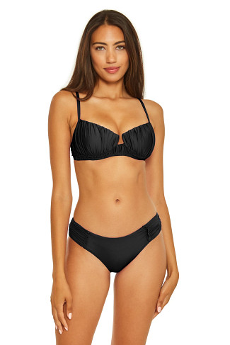 BLACK Shirred Underwire Bikini Top