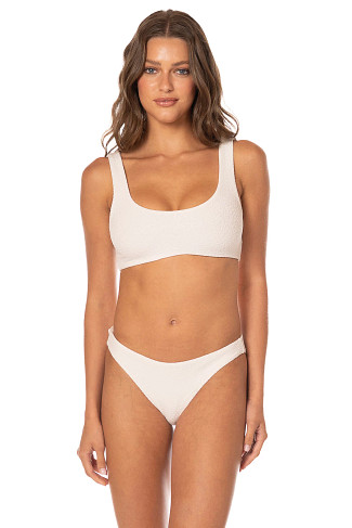 WHITE Dazzle Textured Lace Up Bralette Top