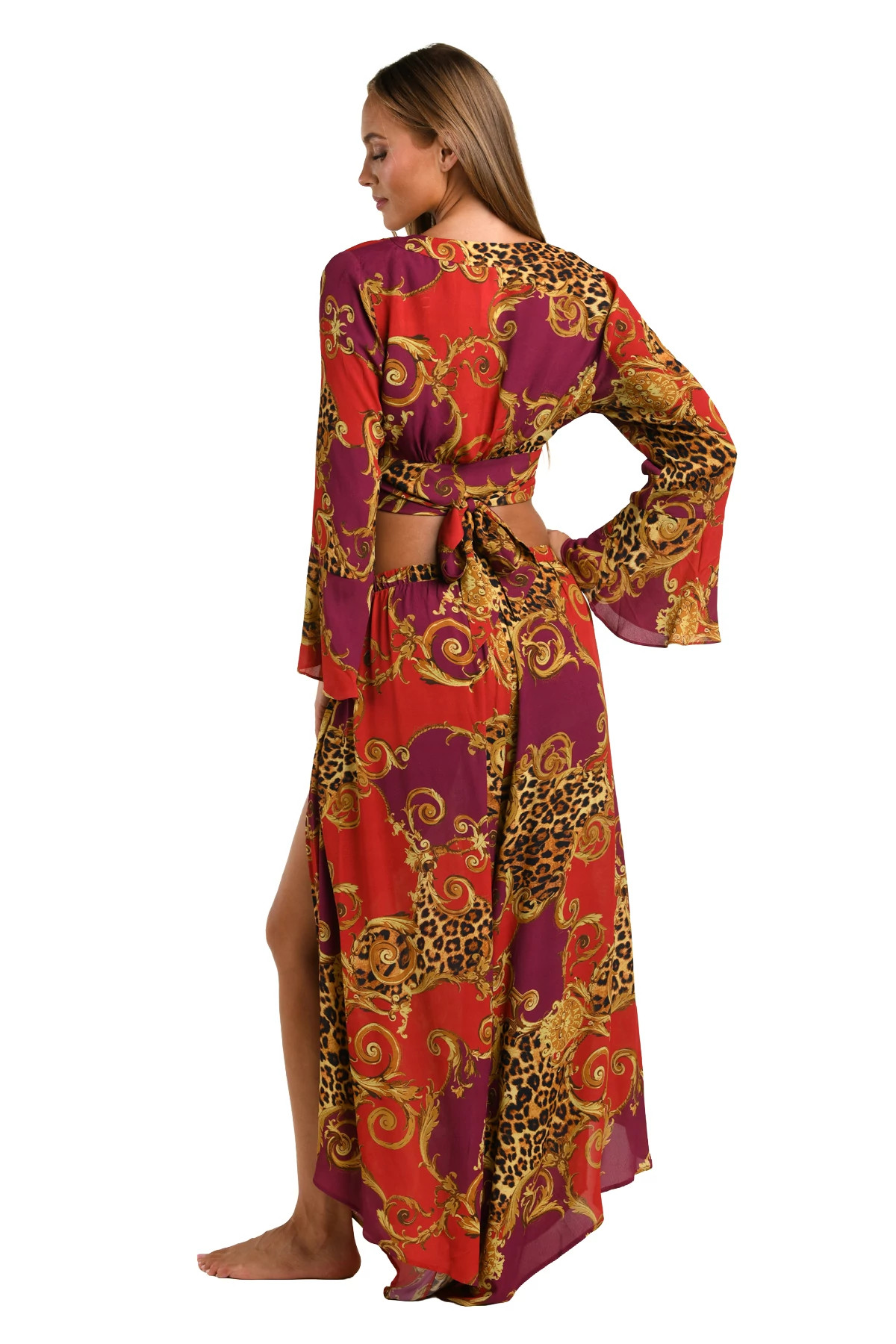 ROUGE Ambala Bell Sleeve Wrap Crop Top image number 2
