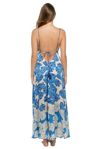 BLUE FLOWER BUNCH Denice Crochet Trim Maxi Dress