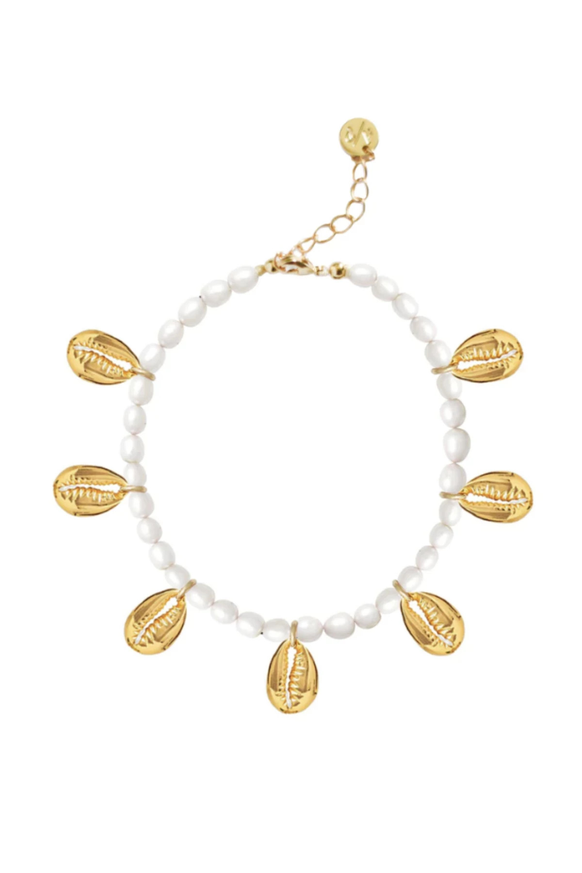 GOLD Pearl Shell Anklet image number 1