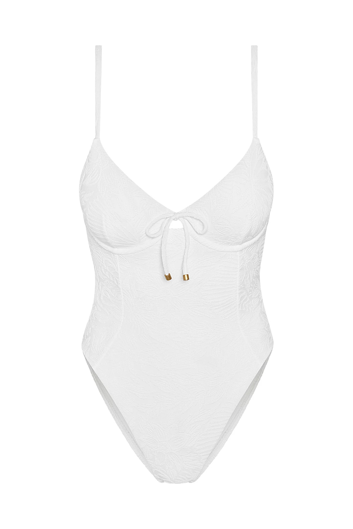 WHITE Ada Jacquard One Piece Swimsuit image number 3