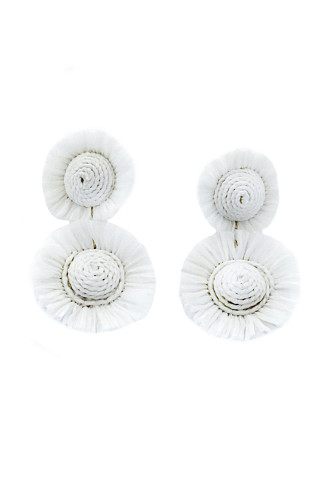 WHITE White Raffia Earrings