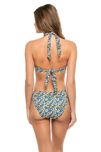 MULTI Metallic Floral Halter Bikini Top