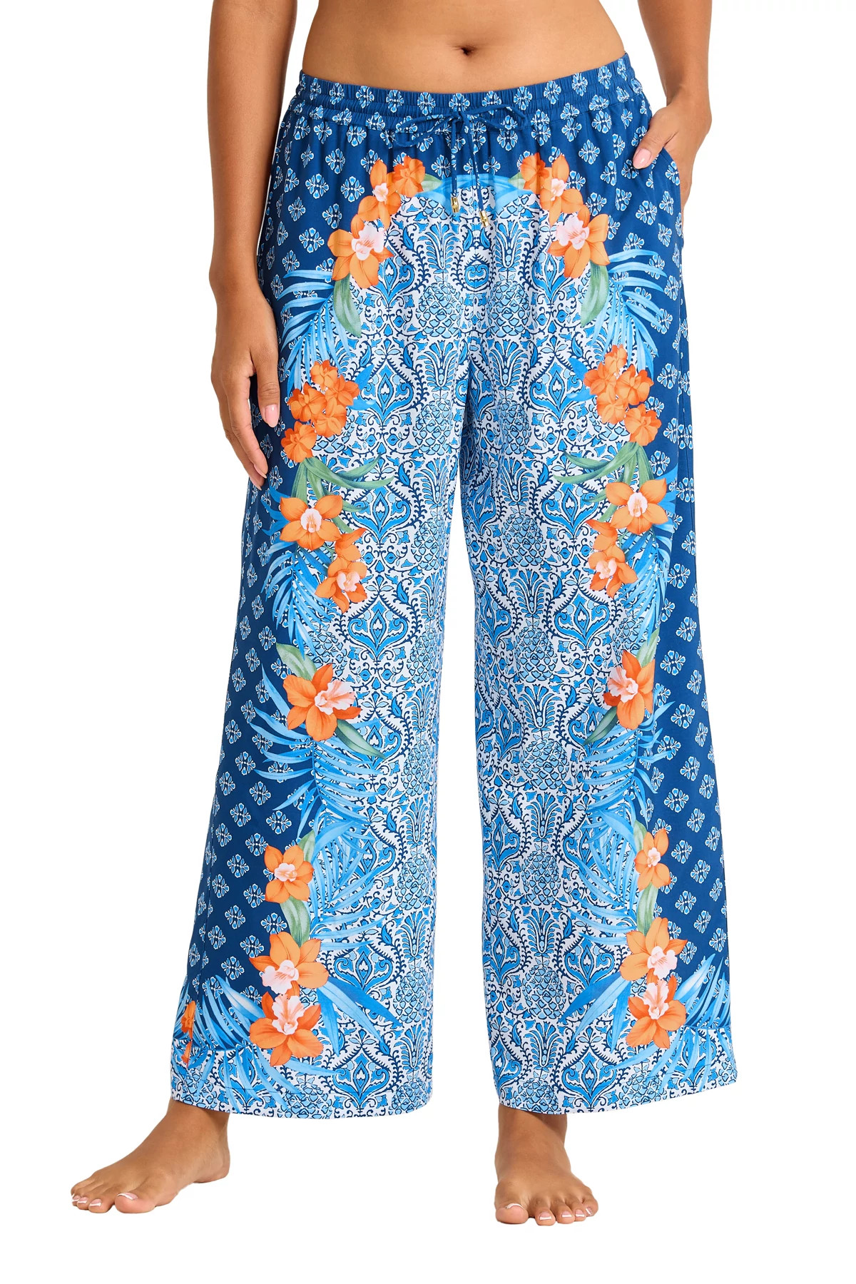 INDIGO TIDE Floral Wide Leg Pants image number 1