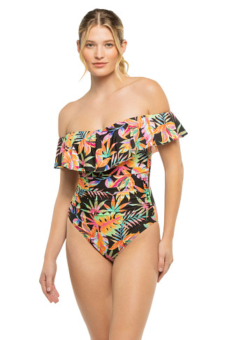 BLACK Off The Shoulder One Piece Swimsuit