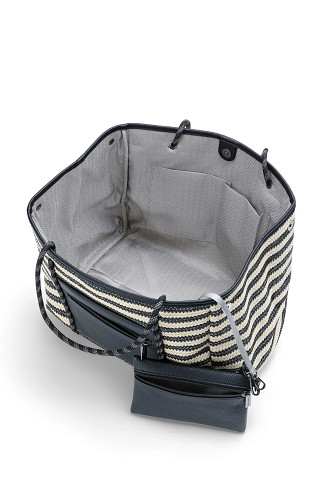 BLACK/NATURAL RAFFIA Greyson Tropez Striped Raffia Tote