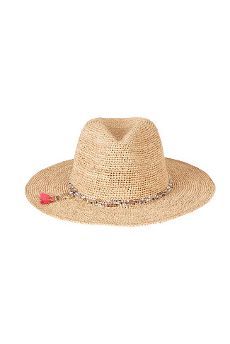 NATURAL/GOLD/PINK Crochet Metalic Sunhat