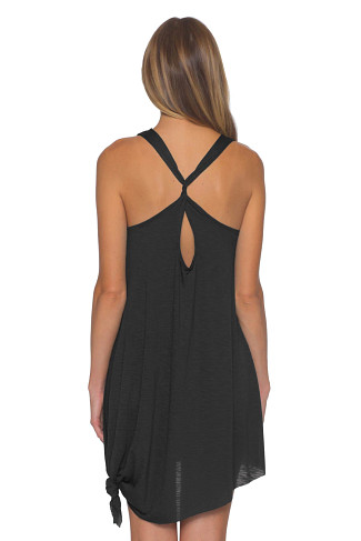 BLACK Tie Side Scoop Mini Dress