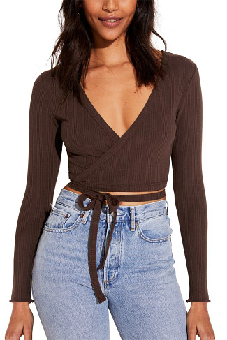 CHOCOLATE ORGANIC West Organic Rib Wrap Top