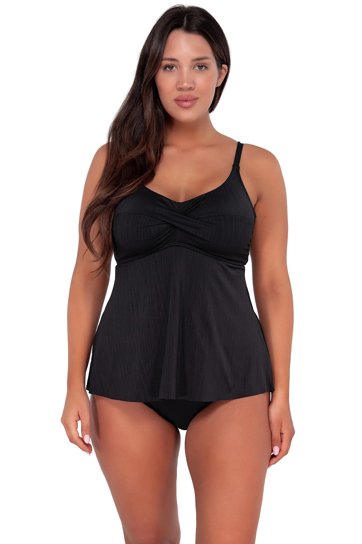 BLACK SEAGRASS TEXTURE Tori Tankini Top image number 1