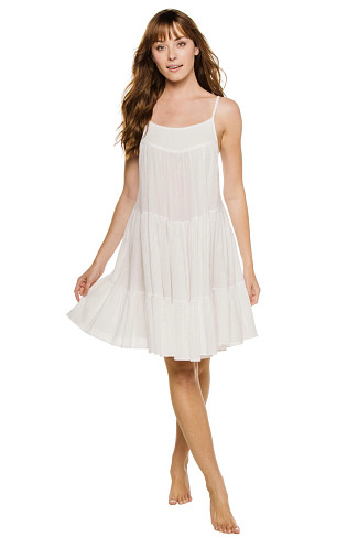 WHITE Isla Del Sol Tiered Mini Dress