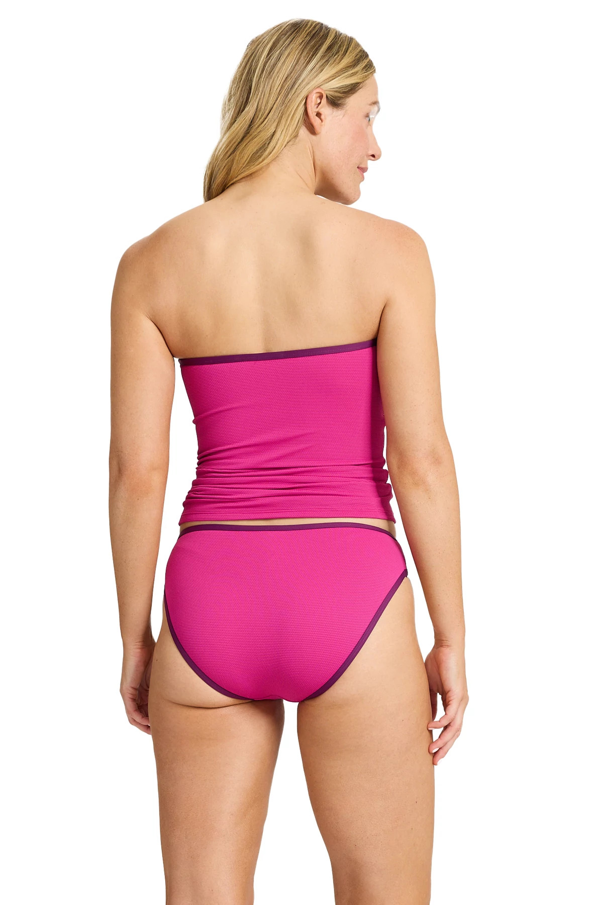 HIBISCUS POP Textured Tie Front Bandeau Tankini image number 2