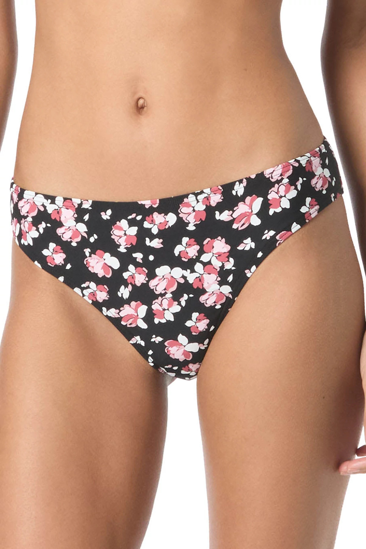 DARK DUSTY ROSE Alluring Floral Hipster Bikini Bottom image number 1