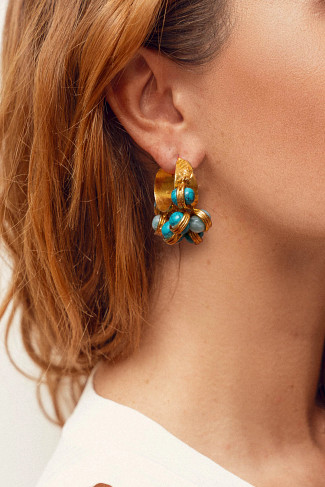 TURQUOISE/LARIMAR D'oreille Mini Hoop Earrings