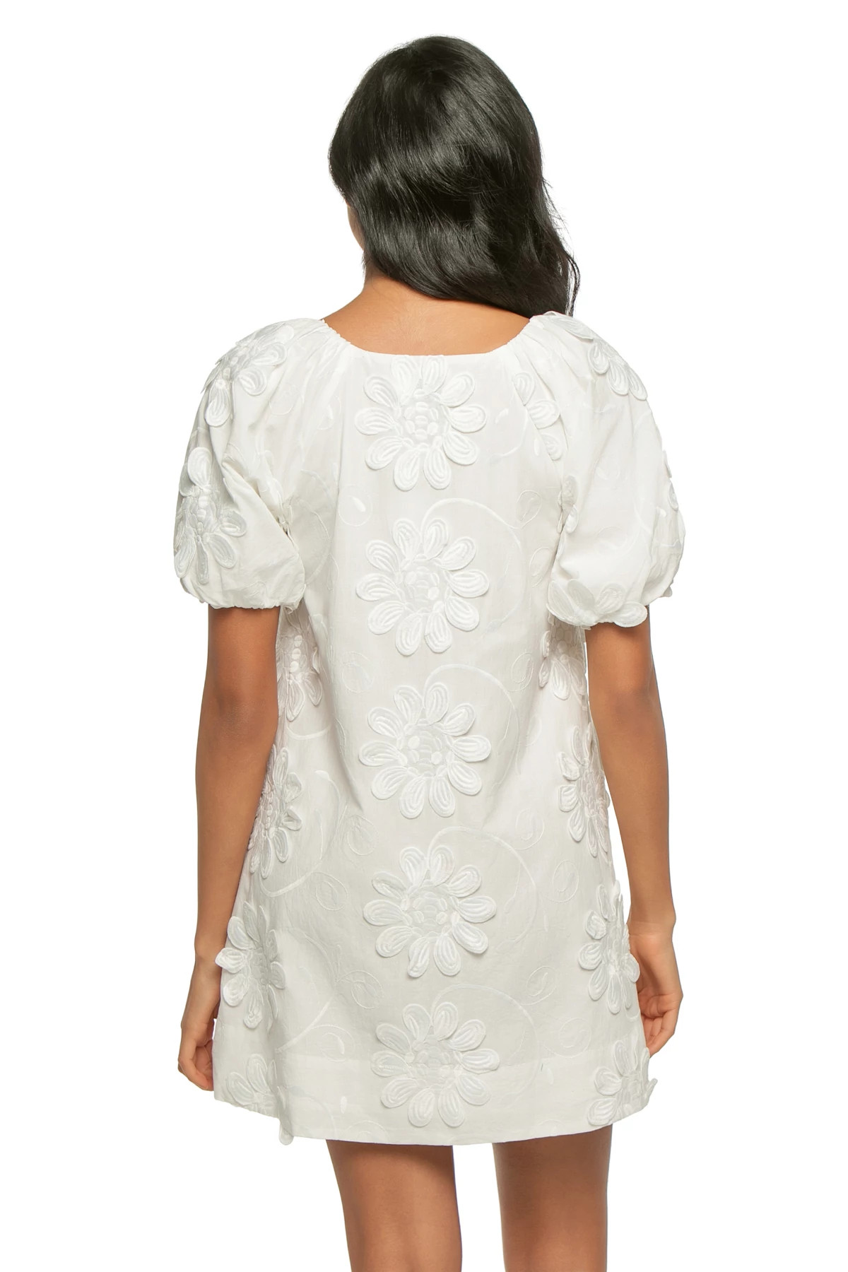 WHITE Alessia Floral Applique Mini Dress image number 2