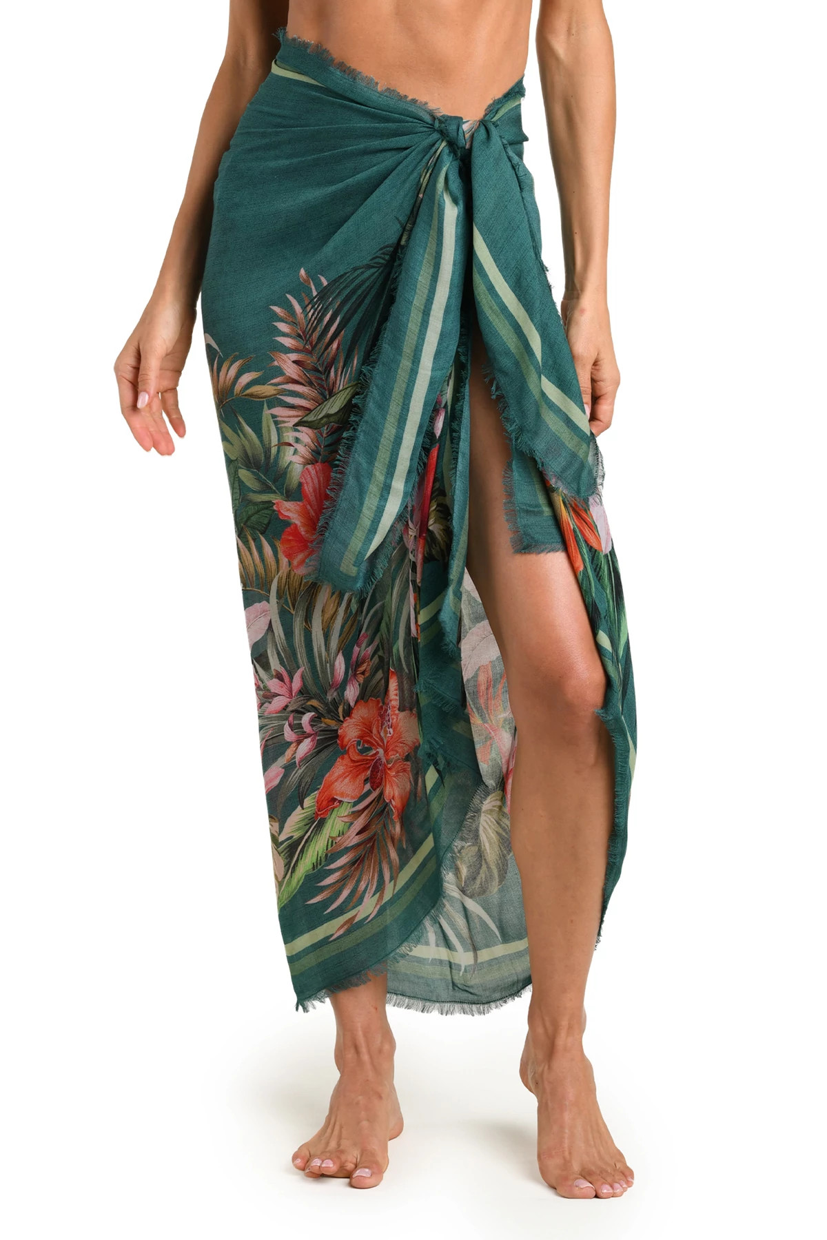 JUNGLE Palm Print Sarong Cover Up image number 1