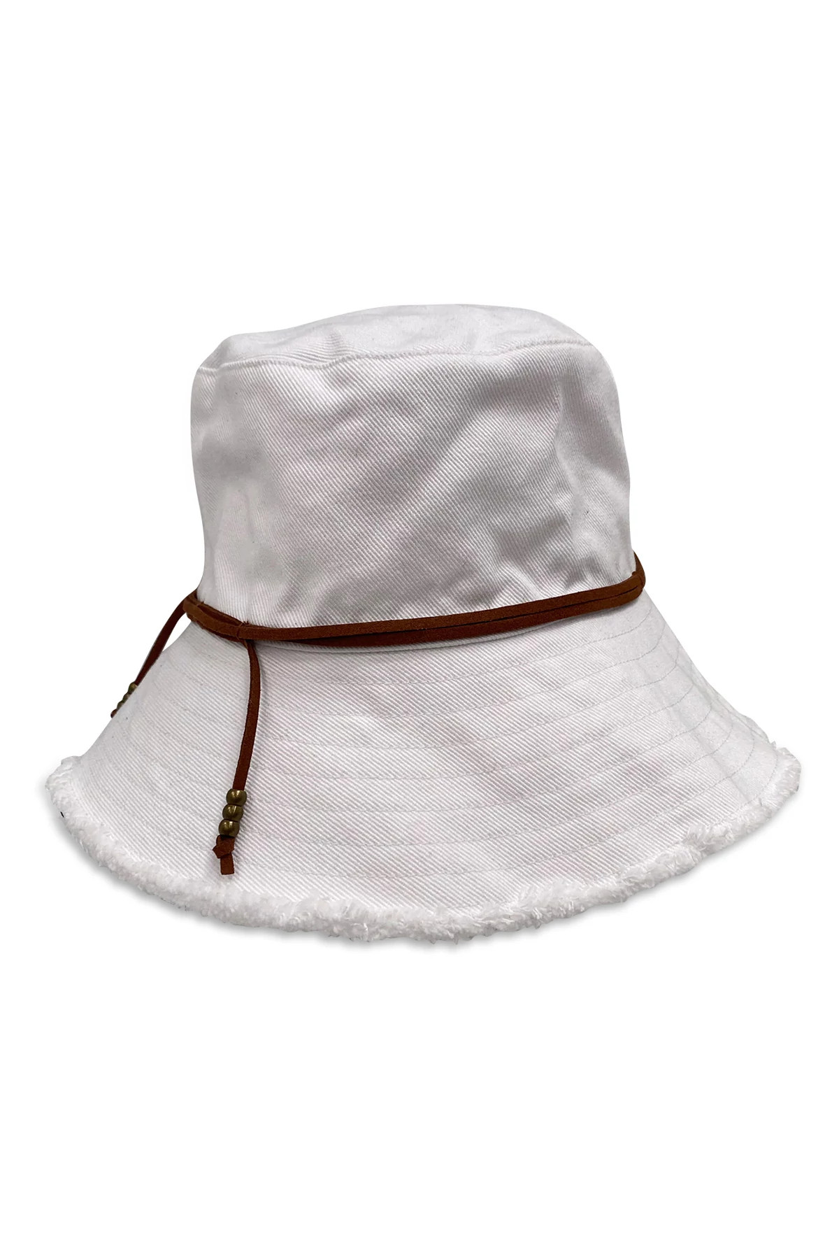 WHITE Fringed Bucket Hat image number 1