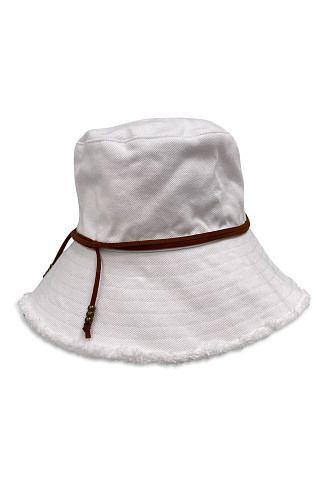 WHITE Fringed Bucket Hat