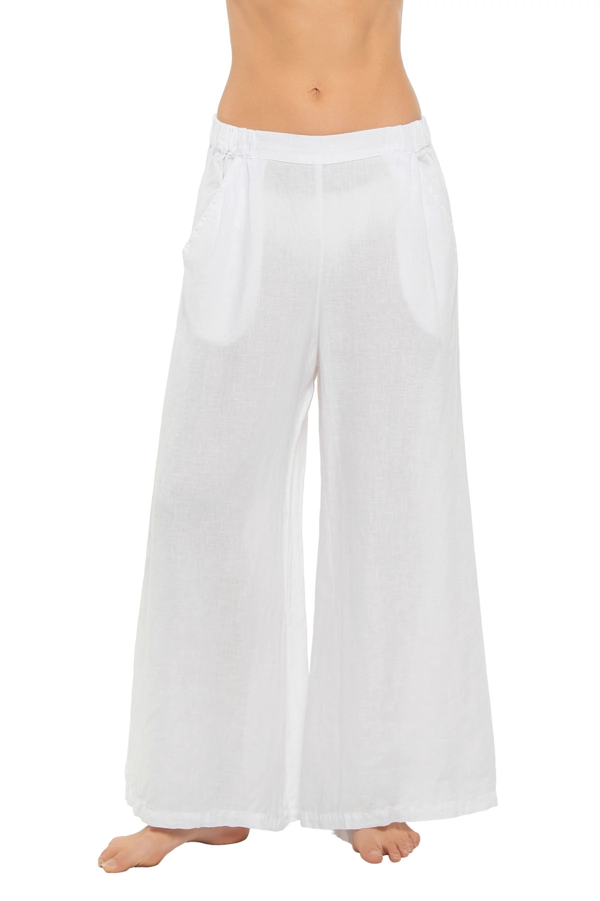 WHITE Wendy Linen Wide Leg Pants image number 1