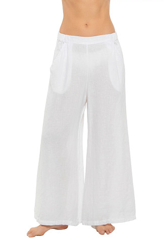 WHITE Wendy Linen Wide Leg Pants