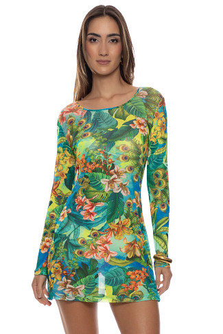 MULTI Jungle Print Long Sleeve Mini Dress