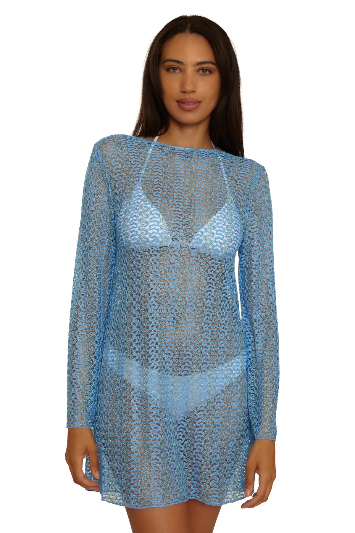 SKY BLUE Lace Crochet Tunic image number 3
