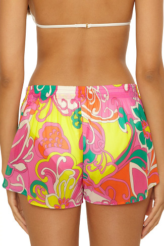 MULTI Elara Floral Print Sheer Cover Shorts