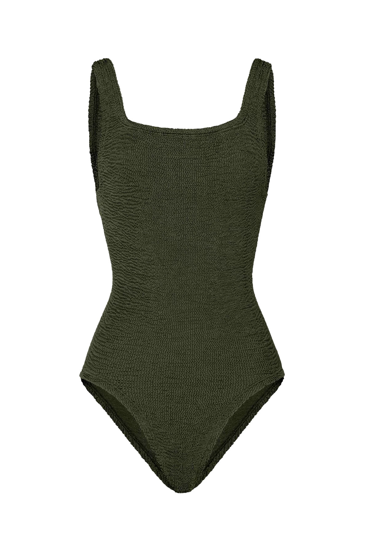 METALLIC KHAKI Classic Square Neck One Piece Swimsuit image number 3