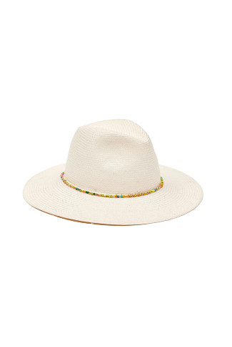 WHITE/MULTI Charlotte Straw Traveler Hat