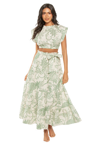 MOKATA GREEN Muna Linen Crop Top