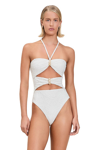 PORCELAIN Isla Textured Cutout One Piece Swimsuit
