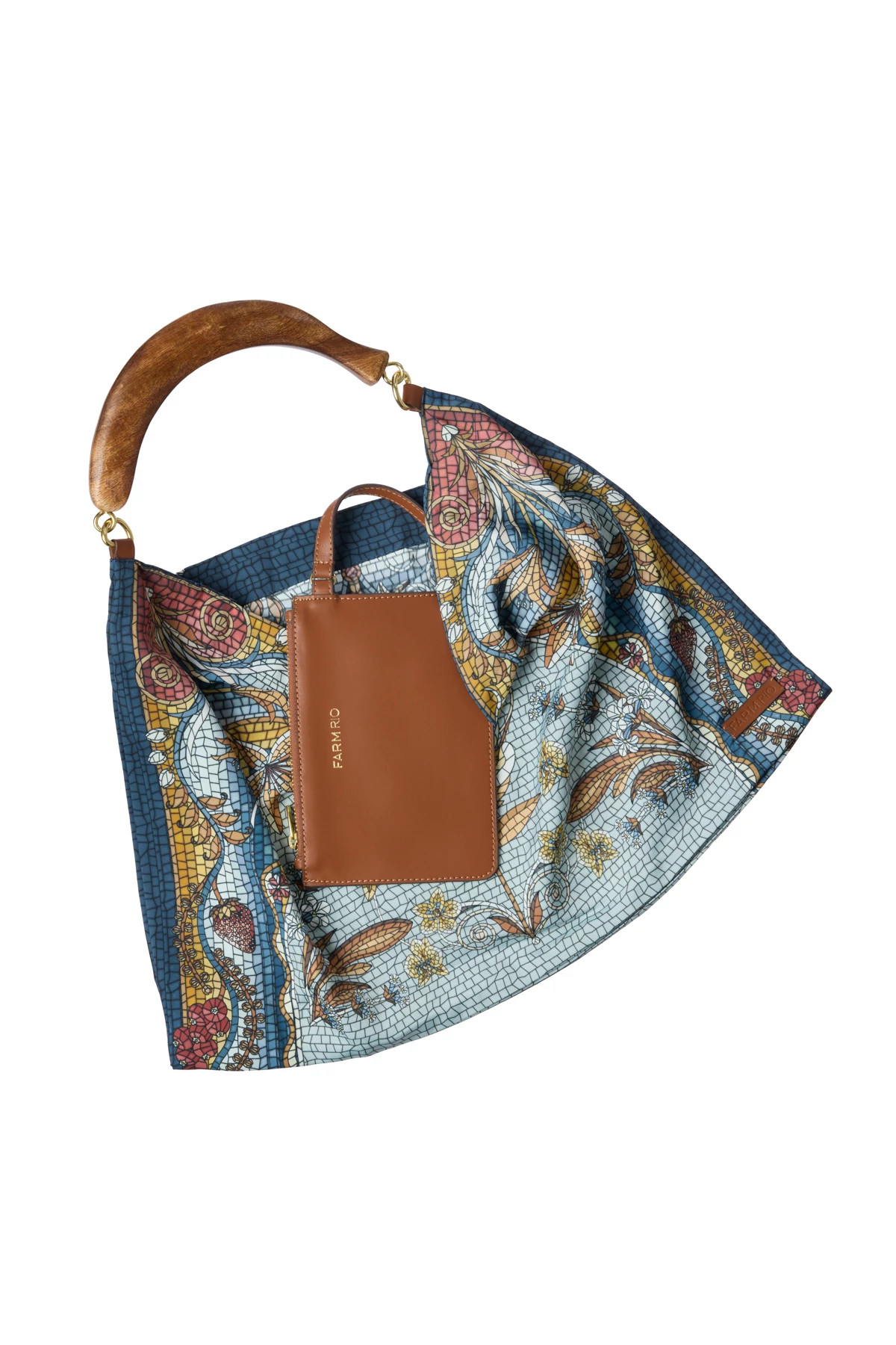 MULTI Mosaic Tile Print Scarf Tote image number 2